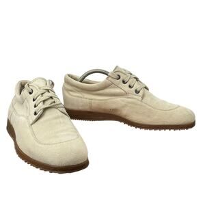 Hogan Sneaker Suede SZ 40.5 Mens Tan Lace Up Sporty Athletic Streetwear Shoes